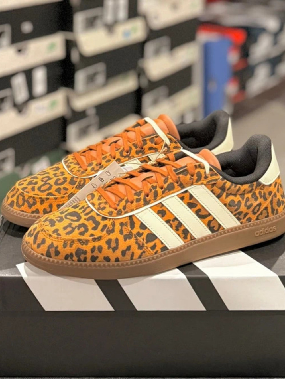 Adidas Size 9.5 Women’s Breaknet Sleek Leopard Print Brown Sneakers NIB (202)